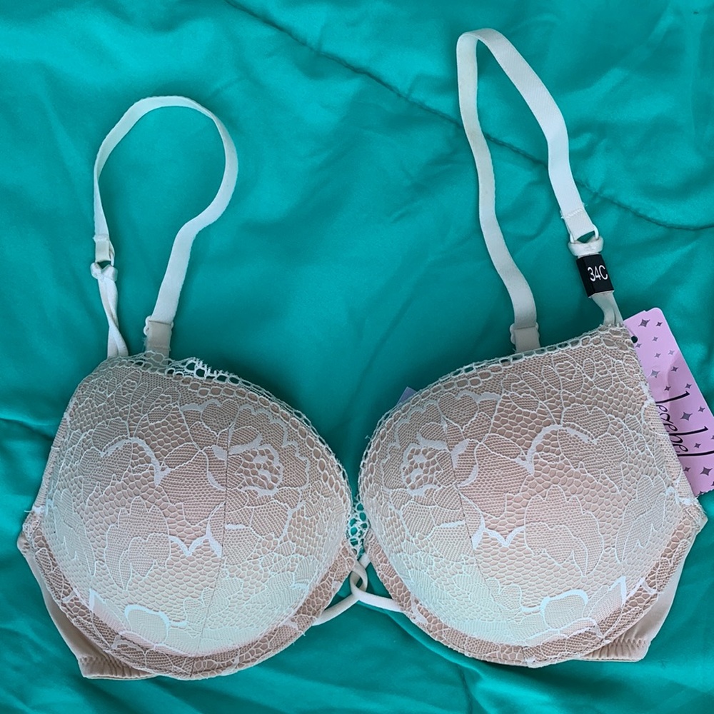 Nude padded push up bra lace nwt